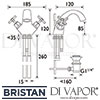 Bristan Art Deco Basin Mixer Pop-Up Waste Tap Dimensions
